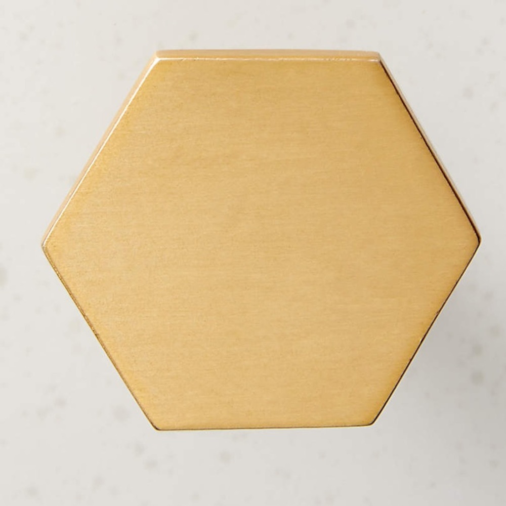 CB2 Hex Polished Brass Knob Set of 6